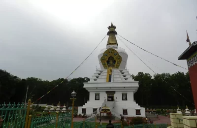 Buddha Temple Clementown on a cloudy day - Dehradun, Uttarakhand.