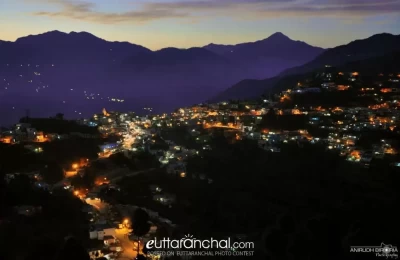 Amazing night view of Chamba town, Tehri Garhwal.