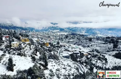 Champawat city after a snowfall