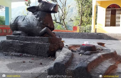 Nandi at chandika devi temple premises at simli karnprayag