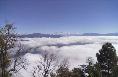 Beautiful view of snow clad mountains from chandrabadni mandir,Tehri garhwal