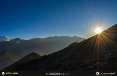 Sunrise view from Chandrashila Summit, Rudraprayag District.