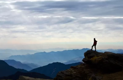 Trekker near Chandrashilla peak