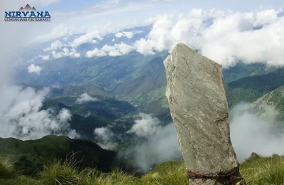 Stone-heaps made by travellers on Chandrashila top 