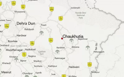 Location map of Chaukhutia in Uttarakhand