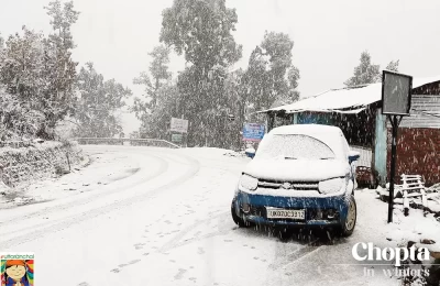 Snow laden roads during winter