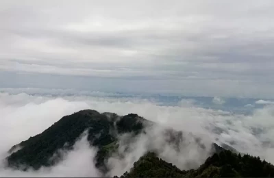 Clouds over Mussoorie Mountains at Cloud End Mussoorie. 