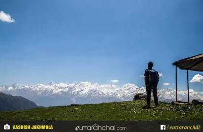 Panoramic view of Himalayan range from Dayara Bugyal