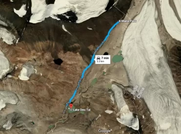 Deo Tal to Mana Pass in Google Maps