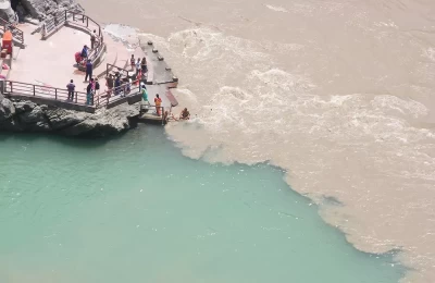 Confluence of Bhagirathi and Alaknanda river at Devprayag Uttarakhand.