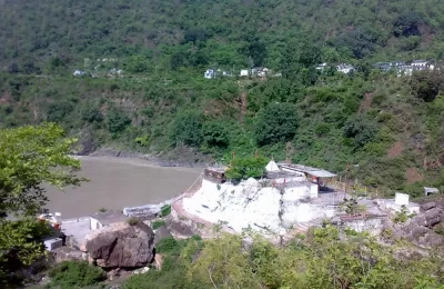 Old temple of Dhari Devi and dhari devi village dhari in the background