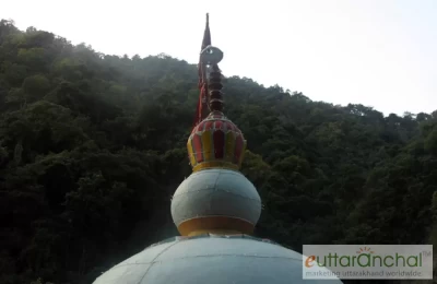 Lower Himalayas with Dense forest at the backdrop of temple