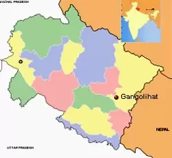 Location Map of Gangolihat in Uttarakhand
