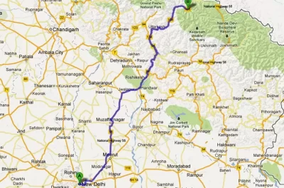 Delhi to Gangotri Route Map