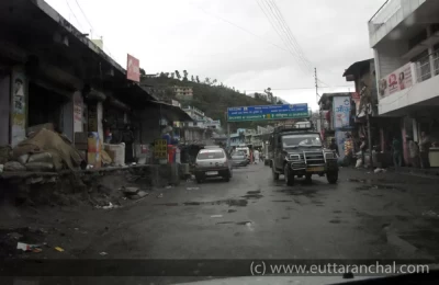Roads in Guptkashi during monsoons