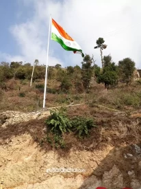 Indian flag waving proudly at IKYA island Mussoorie.
