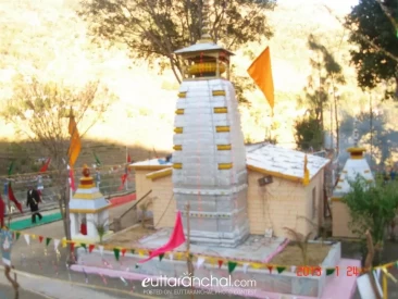 Ma Indrasani Mansa Devi Temple decorated for an event
