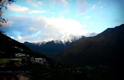 Early morning view of the mighty snowy cliffs from Joshimath