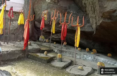 Trishuls and Shivalingas at Kalpeshwar Mahadev