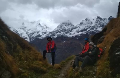 Taking some rest during the trek