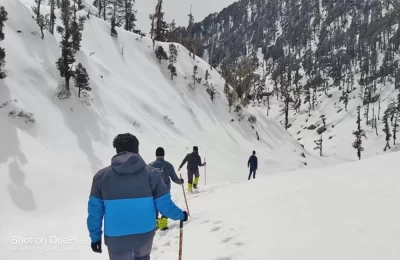 Snow Trekking during winters towards Kareri Lake