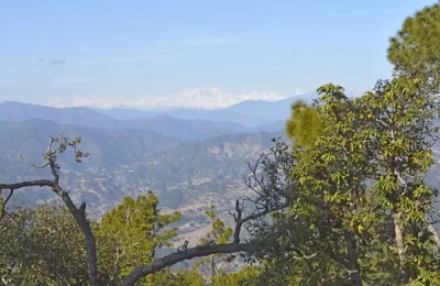 Valley and Himalayan views from Kasar Devi Temple