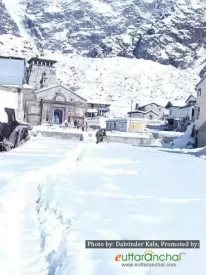 Kedarnath temple after snowfall