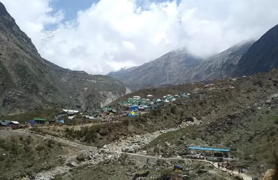 Camps for tourists on the way to Kedarnath post 2013 flood route.