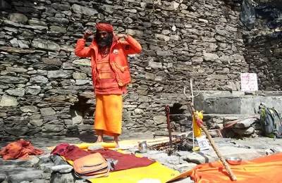 A Sadu on the trek route of Kedarnath temple