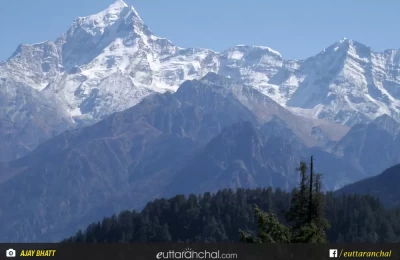 View of Himalayas during Kauri Pass Trek from Auli