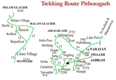 Milam Glacier Trekking Route Map