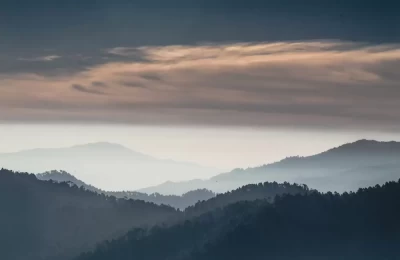 Glorious morning view of the Kumaon hills at Mukteshwar.