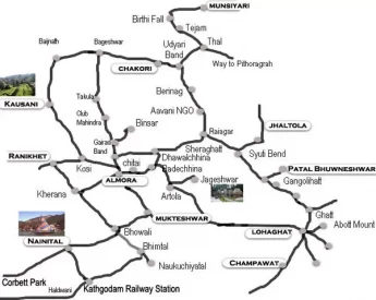 Munsiyari Road Route Map - How to reach Munsiyari Picture Map