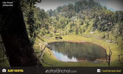 Maheshwari lake in the middle of forest in Thal Munsiyari, Pithoragarh.