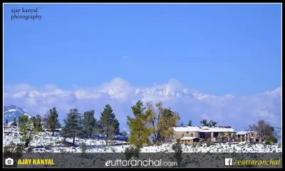 A beautiful view of Thal Musiyari Pithoragarh covered with snow  during winter