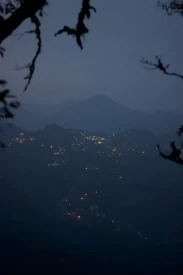 Night view of Mussoorie as seen from Landour, Uttarakhand.