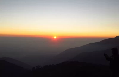 View of famous winter line from George Everest Peak, Mussoorie.