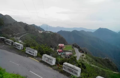 Scenic beauty of mountain roads in Suwakholi Mussoorie.
