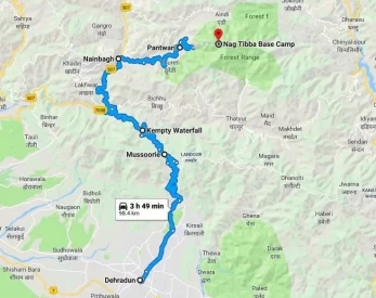 Nag Tibba Map from Dehradun