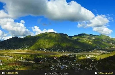 View of Naini Saini airport from Bhatkot, Pithoragarh.