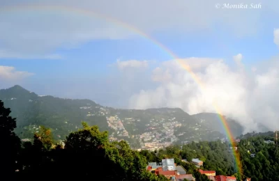 Two rainbows over Nainital Town.