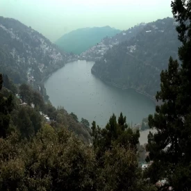 Arieal view of beautiful Nainital town in Uttarakhand.