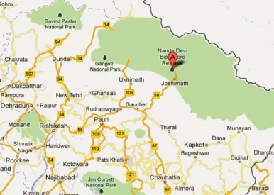 Location map of Nanda Devi National Park