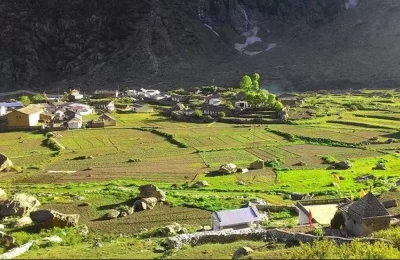 View of village Gamshali (Niti valley), Joshimath, Chamoli Garhwal