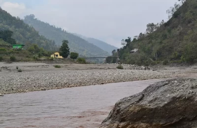 Saryu River flowing -Interfacing the Saryu River before meeting Mahakaali River at the Indo-Nepal Border.