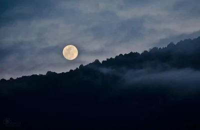 A beautiful full moon rising view from the mountains of pangot. 