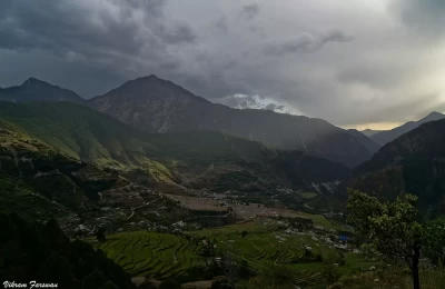 Rain clouds gathering in the evening during sunset