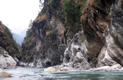 Alaknanda River flowing near Vishnugad Pipalkoti Hydro Electric Project in Pipalkoti