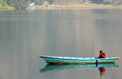 Boat in Phewa Lake in Pokhara