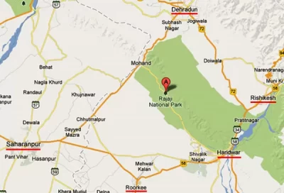 Location Map of Rajaji National Park in Uttarakhand